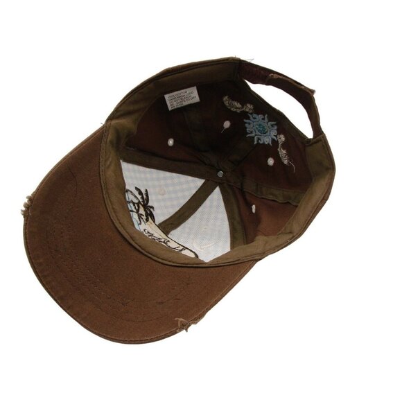 Surfer Logo Blue Checker Brown Hat Beach Island Ocean Surf Sun Distressed OSFM - Picture 8 of 12